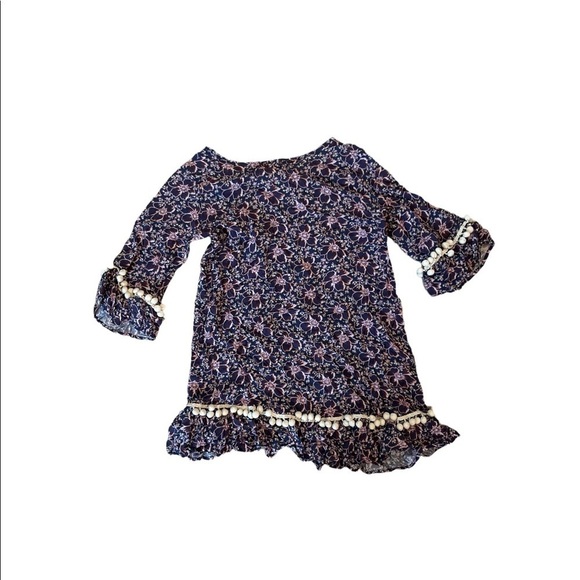 Eberjey Navy Floral Pom Pom Cover Up Size 8 - Picture 2 of 5